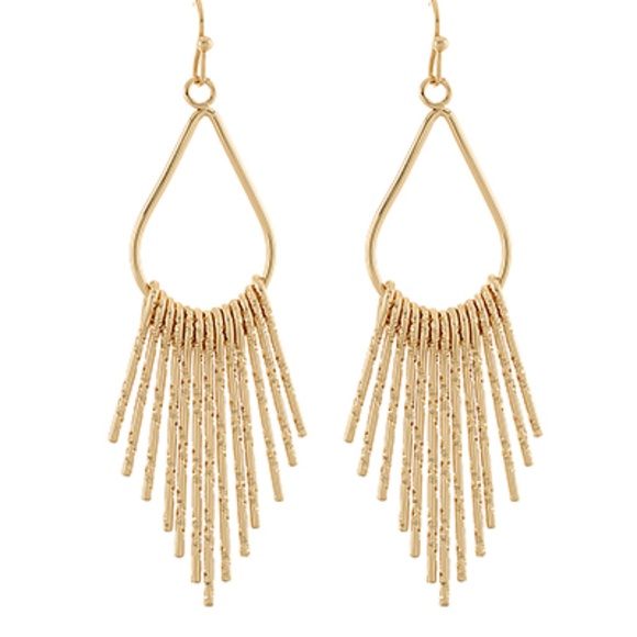 Teardrop Outline Fringe Earrings - Picture 1 of 1